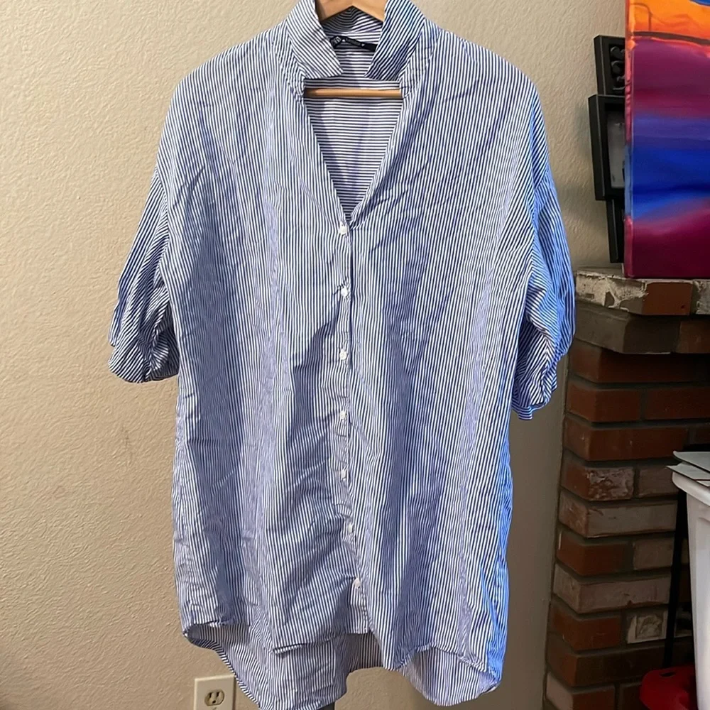 Zara puff sleeve button down shirt